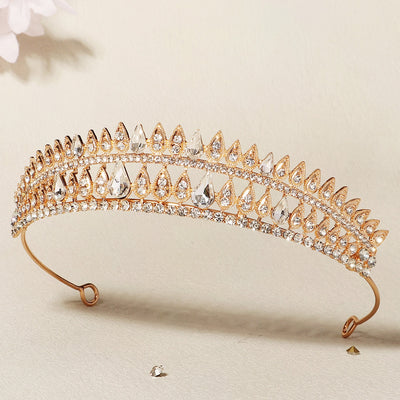 Retro Zircon Rhinestone Crown Bridal Headband