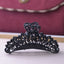 Retro Waves Rhinestone Metal Hair Claw - Large Black Vintage Hair Accessory