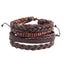 Retro Multi-Layer Leather and Wood Bead Men's Bracelet