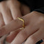 Retro Minimalist 18k Gold Plated Titanium Steel Wave Ring