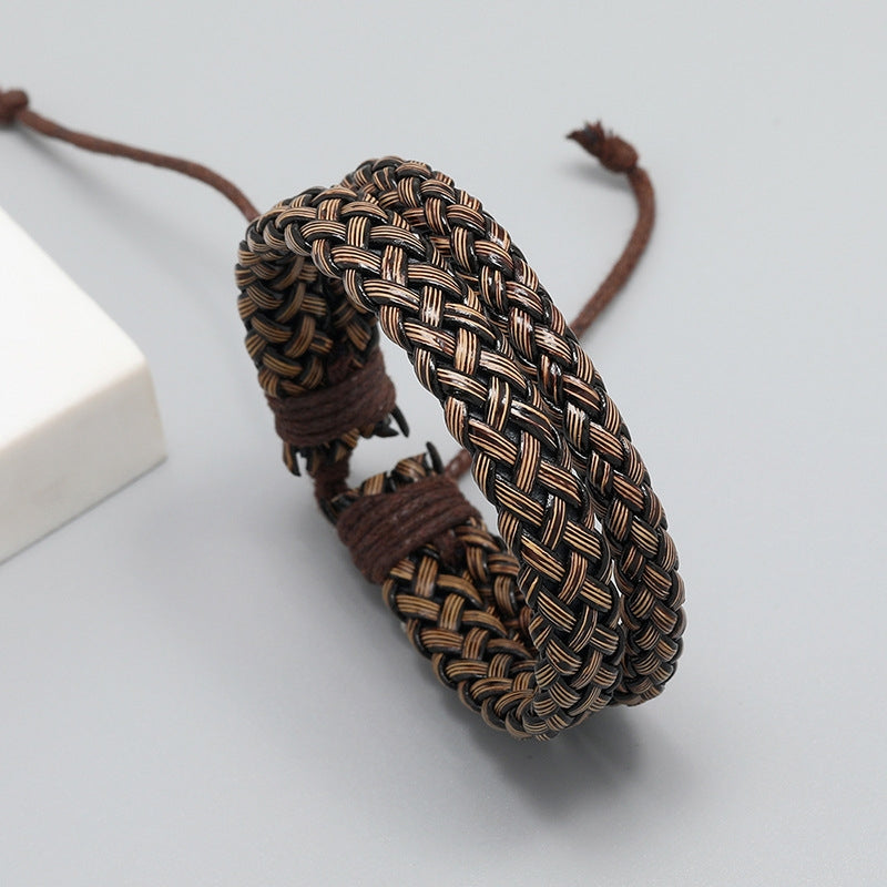 Retro Woven Leather Bracelet - Harajuku Style Men's Jewelry