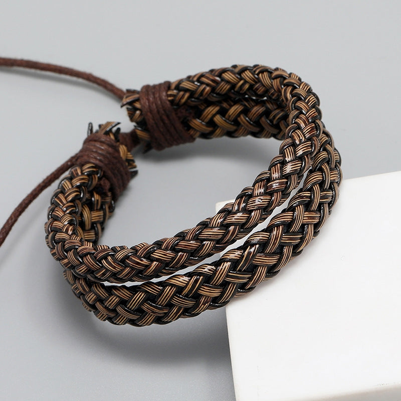 Retro Woven Leather Bracelet - Harajuku Style Men's Jewelry