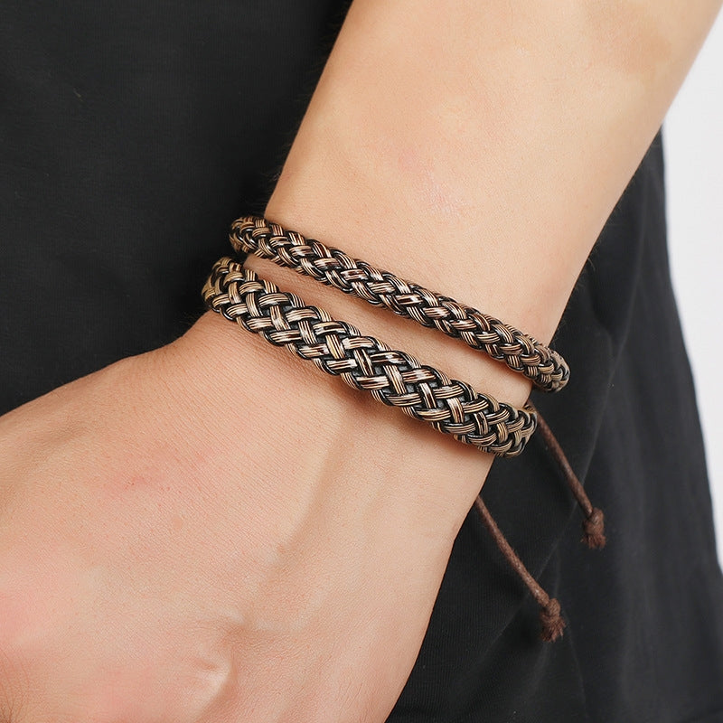 Retro Woven Leather Bracelet - Harajuku Style Men's Jewelry