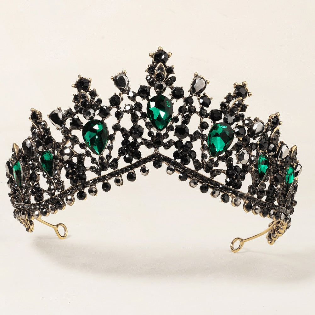 Rhinestone Baroque Black Retro Bridal Crown Headpiece