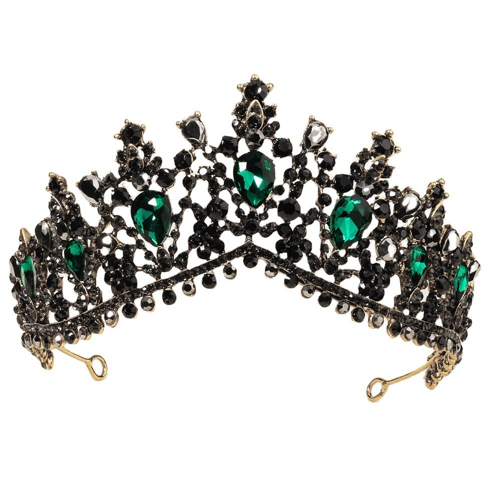 Rhinestone Baroque Black Retro Bridal Crown Headpiece