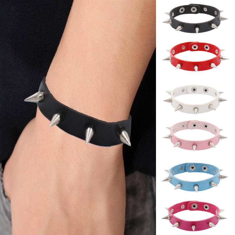 Rock Punk Style Spiked PU Leather Unisex Wristband Bracelet