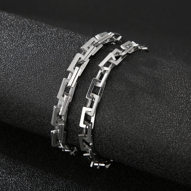 Rock Streetwear Geometric Titanium Steel Bracelets Necklace