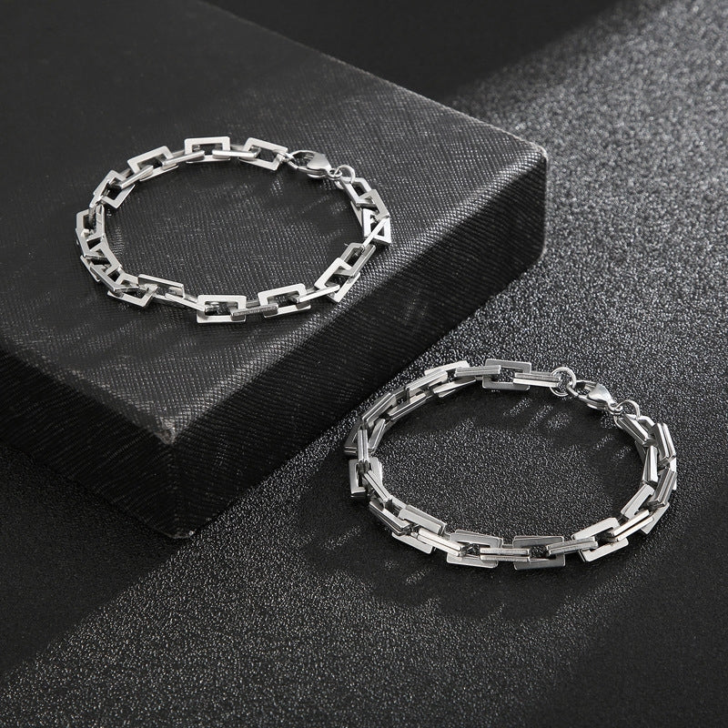 Rock Streetwear Geometric Titanium Steel Bracelets Necklace