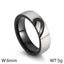 Romantic Heart Shaped Titanium Steel Inlay Rhinestone Couple Rings