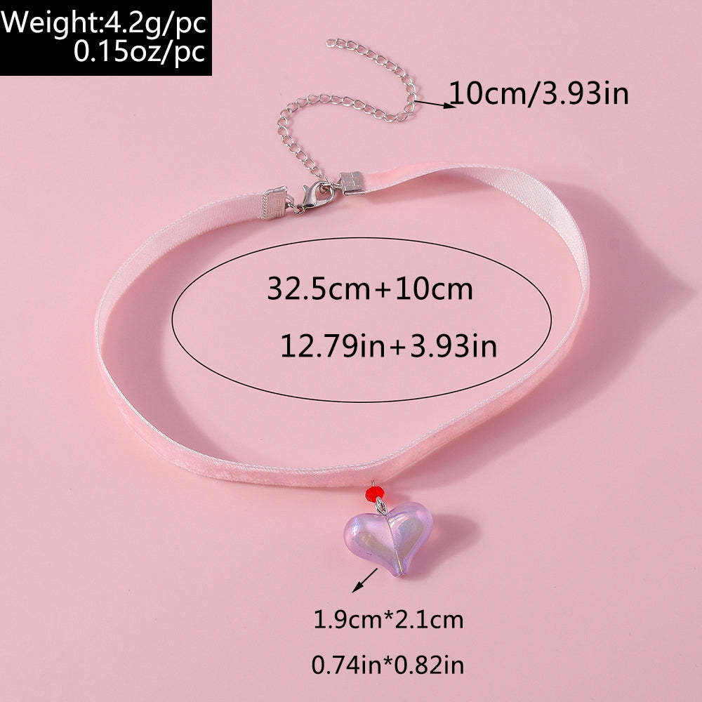 Romantic Velvet Heart Pendant Choker Necklace for Women