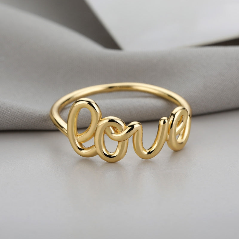 Romantic Love Letter Couple Rings - Copper Plated Adjustable Band