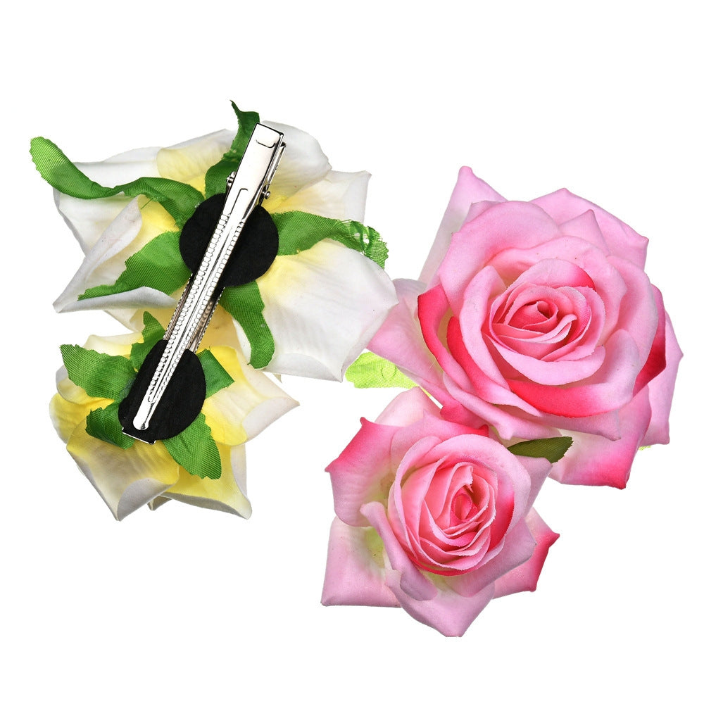 Romantic Double Rose Fabric Hair Clip