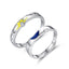 Romantic Sun Moon Zircon Inlay Adjustable Couple Rings