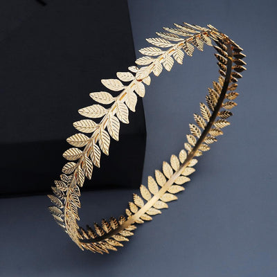 Baroque Vintage Golden Olive Branch Crown Bridal Wedding Headband Ornament