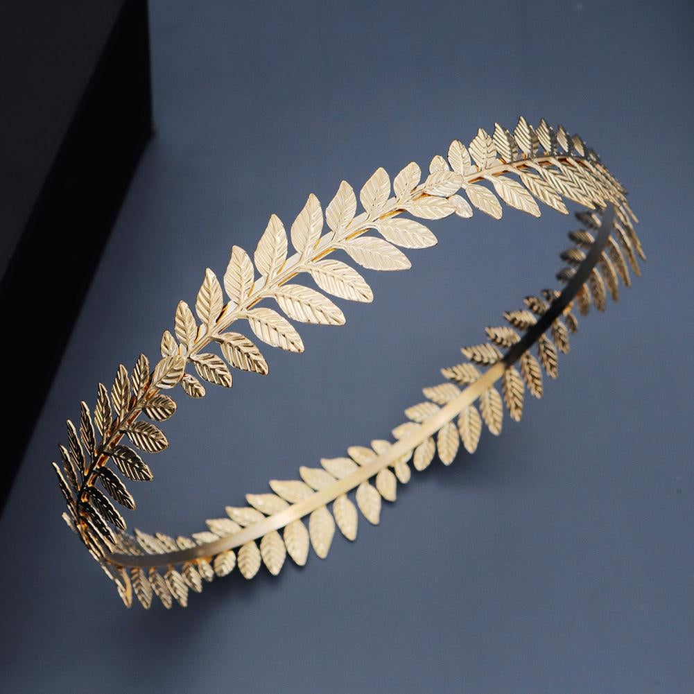 Baroque Vintage Golden Olive Branch Crown Bridal Wedding Headband Ornament