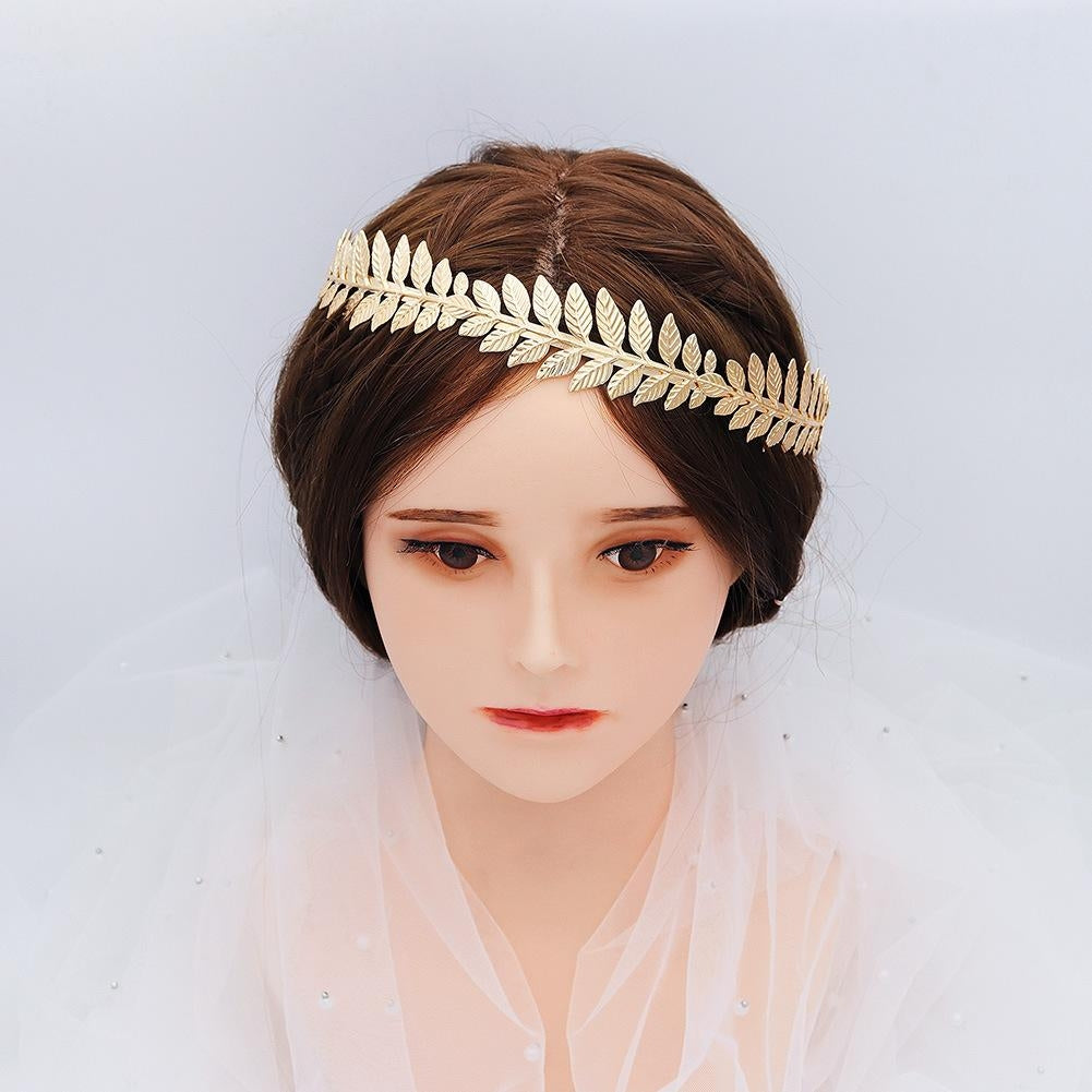 Baroque Vintage Golden Olive Branch Crown Bridal Wedding Headband Ornament