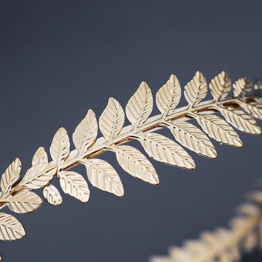 Baroque Vintage Golden Olive Branch Crown Bridal Wedding Headband Ornament