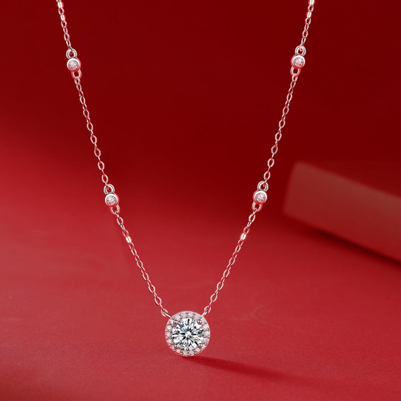 S925 Silver Moissanite Star Pendant Necklace - Fashion Short Chain Jewelry Gift