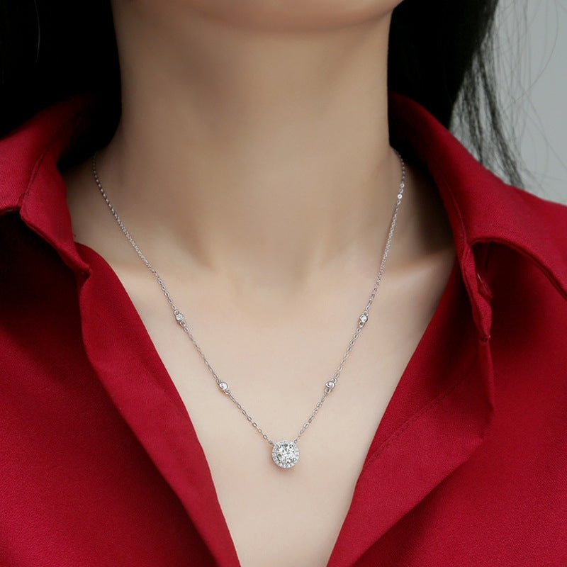 S925 Silver Moissanite Star Pendant Necklace - Fashion Short Chain Jewelry Gift