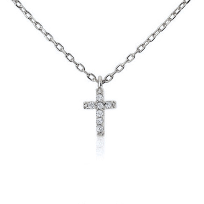 S925 Sterling Silver Diamond Cross Pendant Necklace for Women