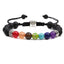 Seven Chakra Lava Stone Tree of Life Woven Bracelet