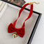 Elegant Velvet Bow Knot Choker Necklace with Bell Charm