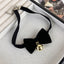 Elegant Velvet Bow Knot Choker Necklace with Bell Charm