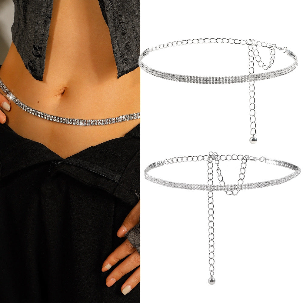 Sexy Geometric Rhinestone Inlay Women's Metal Chain Belt