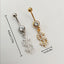 Modern Style Rhinestone Inlay Stainless Steel Belly Ring Body Chain