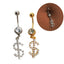 Modern Style Rhinestone Inlay Stainless Steel Belly Ring Body Chain