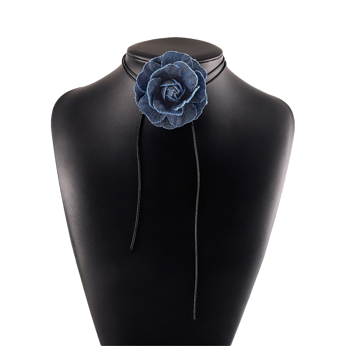 Sexy Rose Denim Choker Necklace and Hair Clip Set