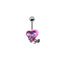 Butterfly Heart Zircon Inlay Stainless Steel Belly Ring Set