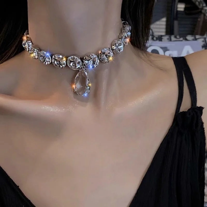 Sexy Shiny Rhinestone Crystal Choker Necklace for Women