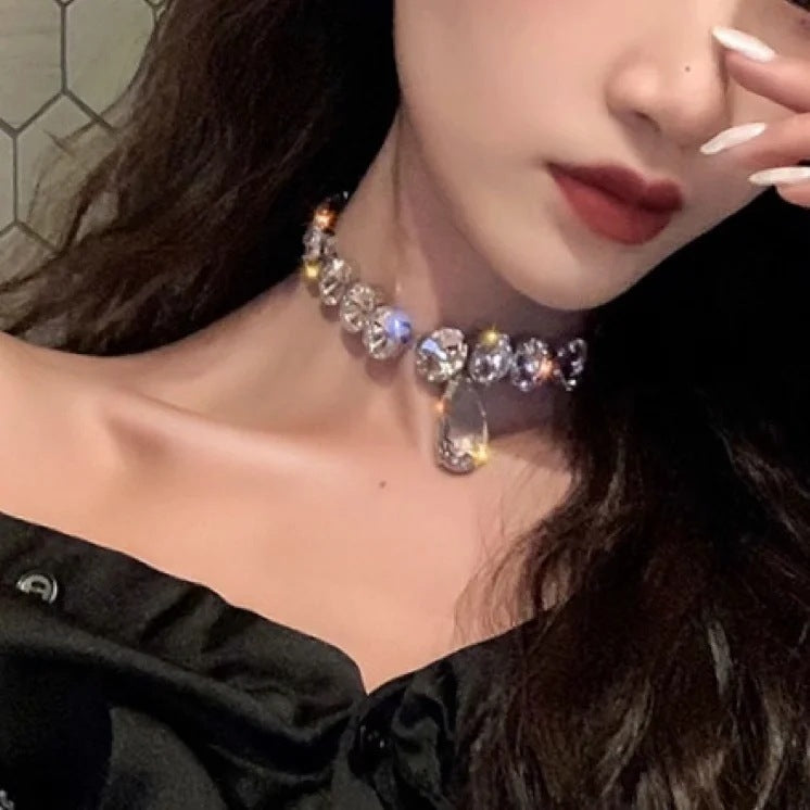 Sexy Shiny Rhinestone Crystal Choker Necklace for Women