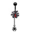 Gothic Heart Bat Spider Web Zircon Belly Ring Stainless Steel Silver Plated