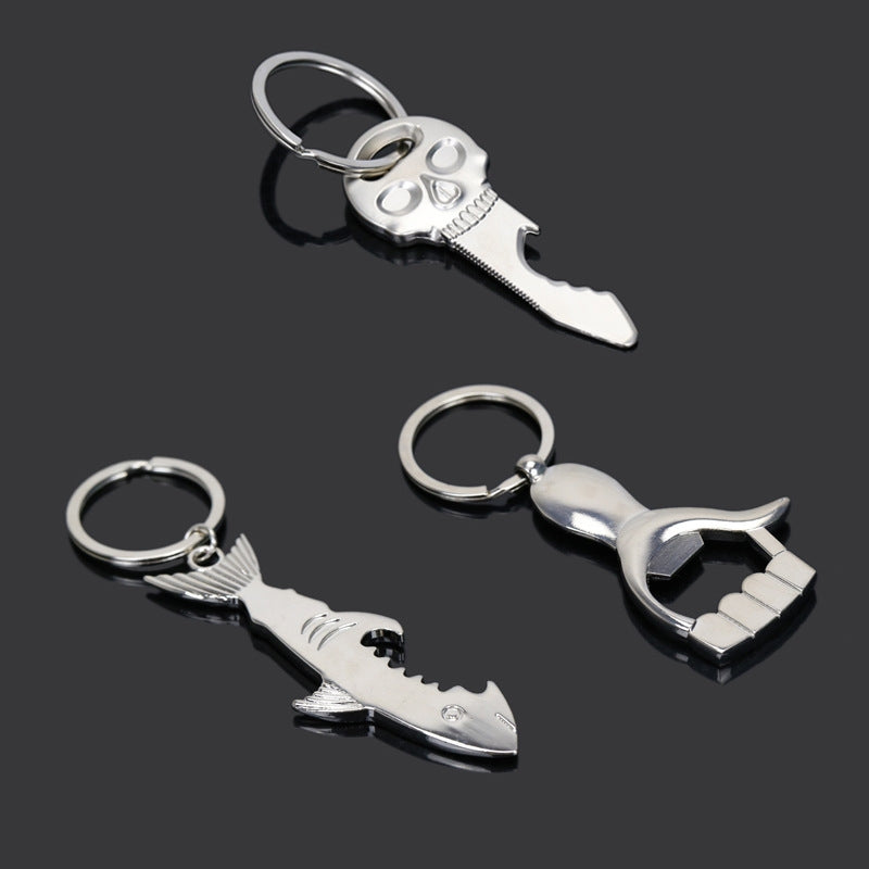 Shark Glossy Metal Bottle Opener Keychain Creative Gift