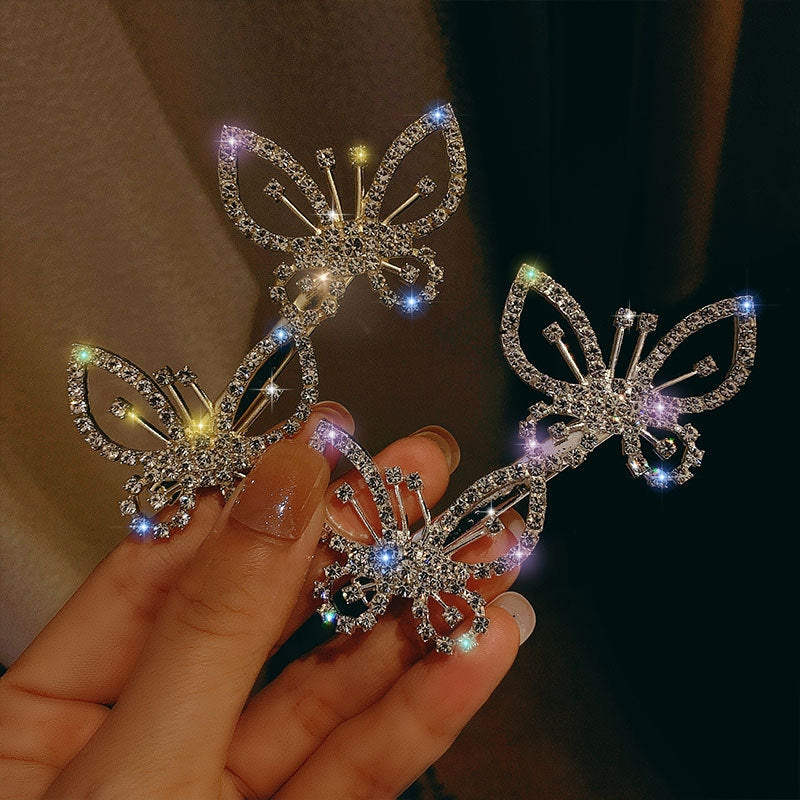 Shiny Rhinestone Butterfly Hair Clip for Women