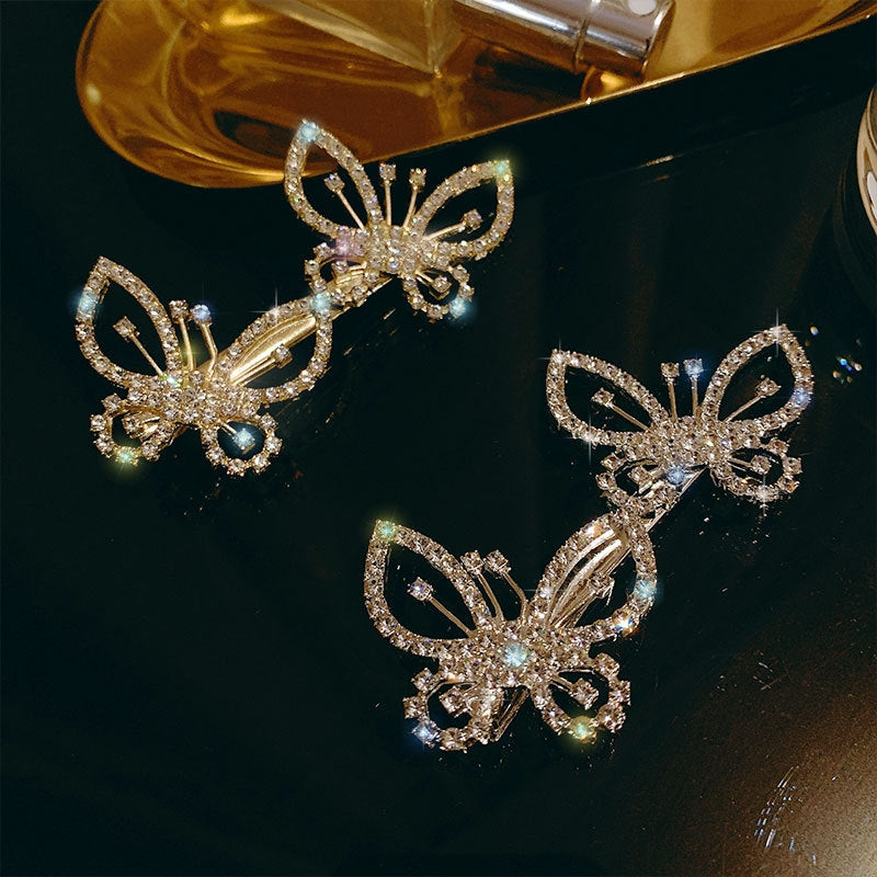 Shiny Rhinestone Butterfly Hair Clip for Women