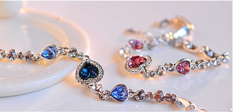 Shiny Heart Crystal Women's Bracelet - Korean Style Ocean Heart Design