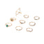 Shiny Irregular Star Alloy Inlay Rhinestone Emerald Women's Ring Set (9 Pieces)