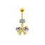 Shiny Butterfly Crystal Rhinestone Zircon Belly Ring with Bow Knot Pendant