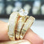 Shiny Zircon Inlay Copper Plated Couple Rings Set