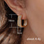 Shiny U-Shape Copper Zircon Inlay Square Hoop Earrings