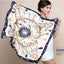 Silk Scarf with Key Pattern and Metal Chain Tassel Design - 60cm Square Satin Scarf for Women