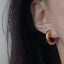 Minimalist 18k Gold-Plated Stainless Steel Gold and Silver Hoop Earrings