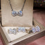 Simple Bow Zircon Jewelry Set - Platinum Plated Women's Accessories