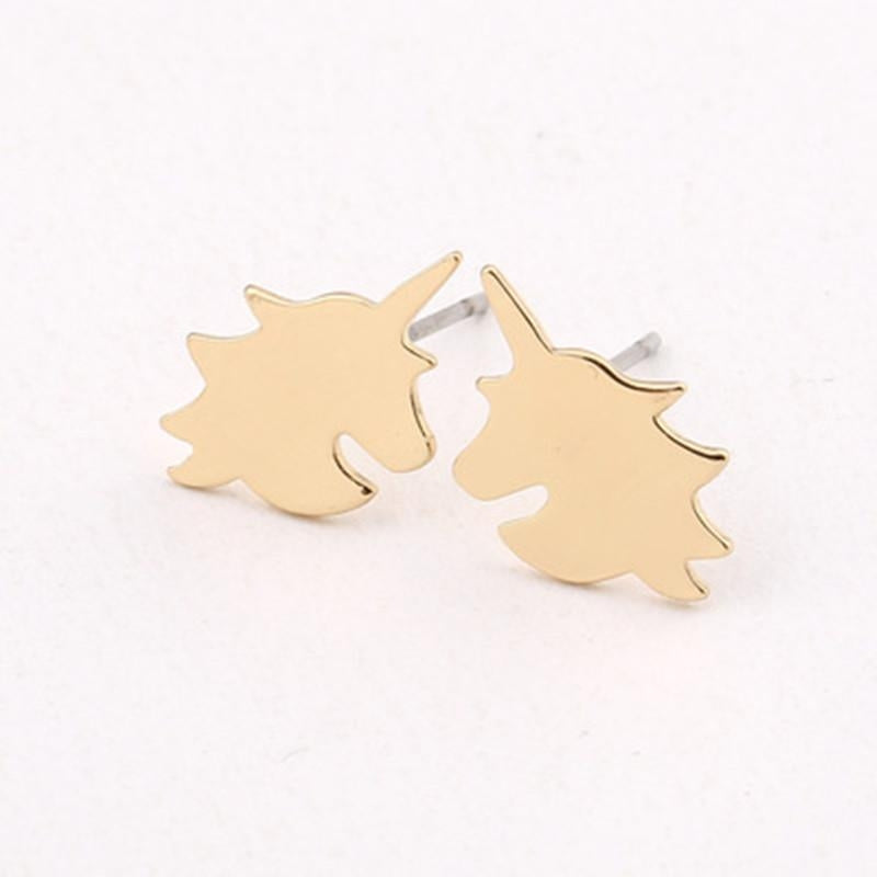 Simple Cartoon Unicorn Horse Head Earrings - Eco-Friendly Alloy Plating Studs