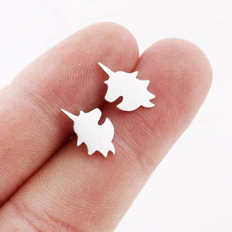 Simple Cartoon Unicorn Horse Head Earrings - Eco-Friendly Alloy Plating Studs