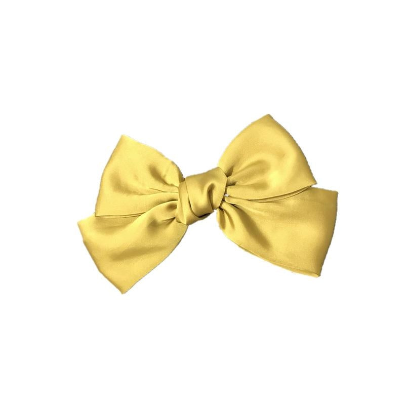 Elegant Oversized Bow Satin Chiffon Hair Tie Elastic Band for Women