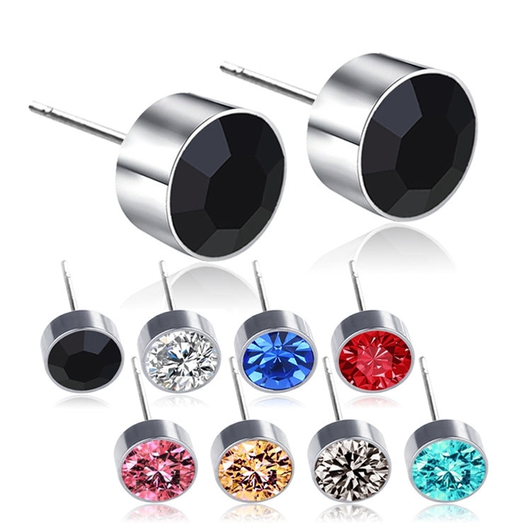 Simple Colorful Titanium Steel Stud Earrings with Czech Crystals